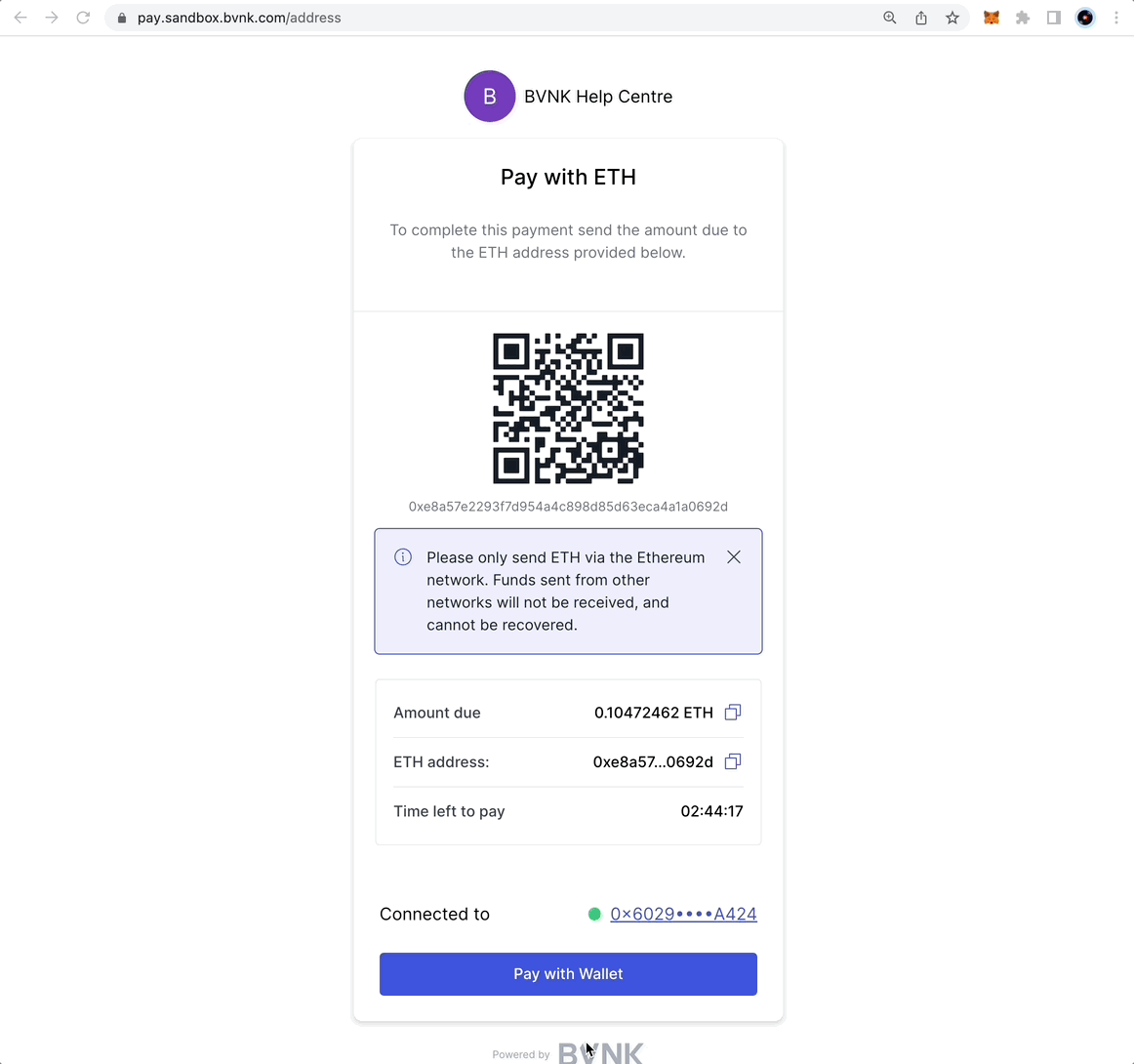 How can I make a payment using crypto? BVNK Help Centre